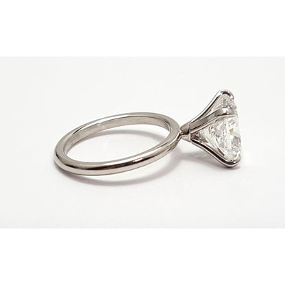 Platinum 3.01ct Natural Cushion Cut Solitaire Diamond Engagement Ring GIA Cert