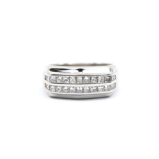 14K White Gold Princess Cut Invisible Setting Diamond Ring