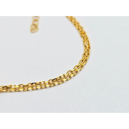 21K Yellow Gold Interlocking Circles Cable Link Resizable Bracelet