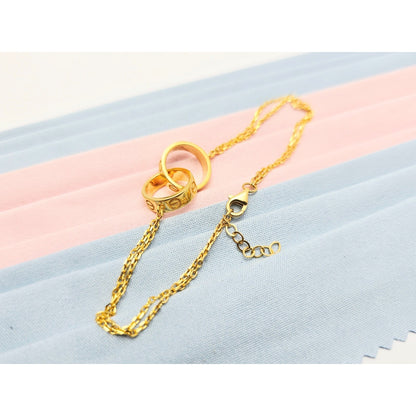 21K Yellow Gold Interlocking Circles Cable Link Resizable Bracelet