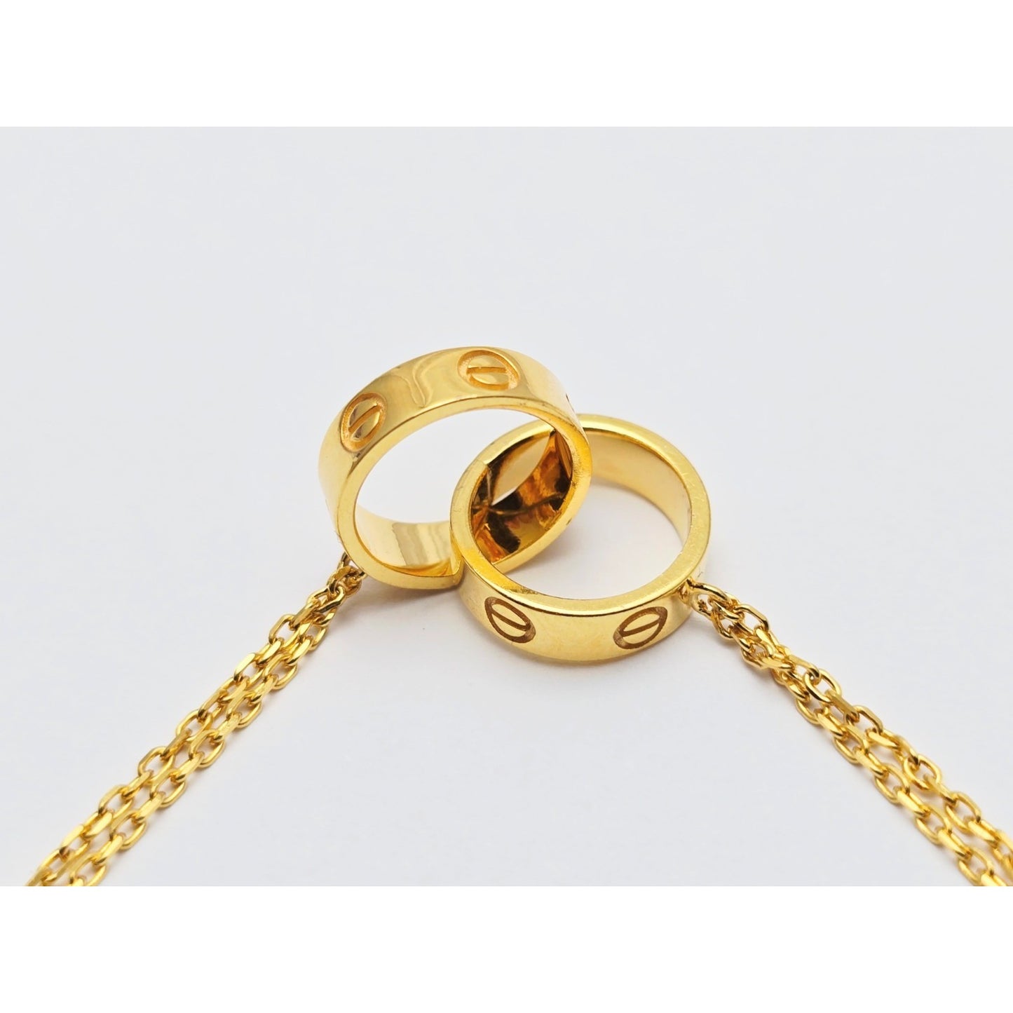 21K Yellow Gold Interlocking Circles Cable Link Resizable Bracelet