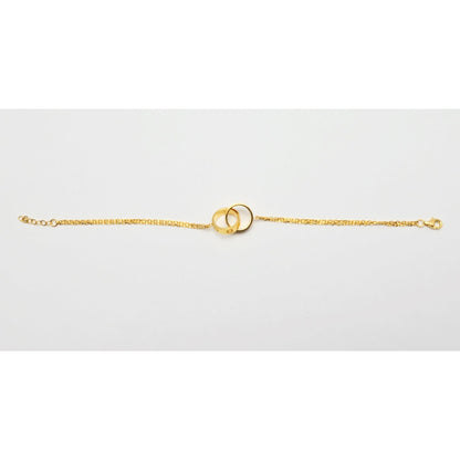 21K Yellow Gold Interlocking Circles Cable Link Resizable Bracelet
