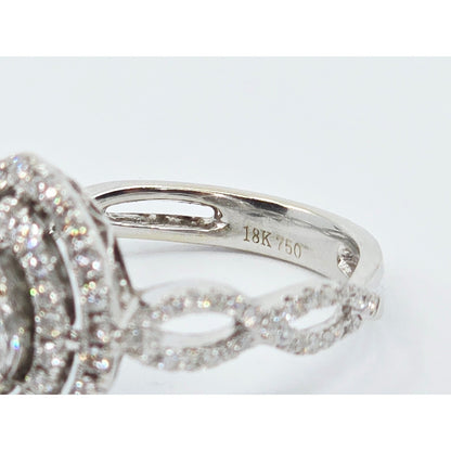 18K White Gold Diamond Engagement Marquise Shaped Ring