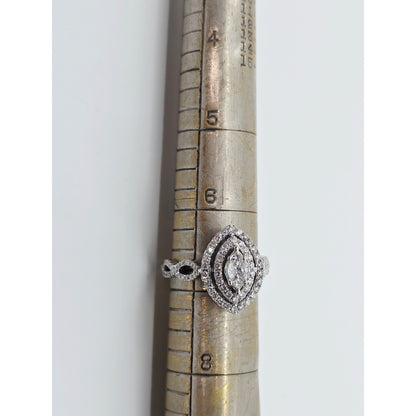 18K White Gold Diamond Engagement Marquise Shaped Ring