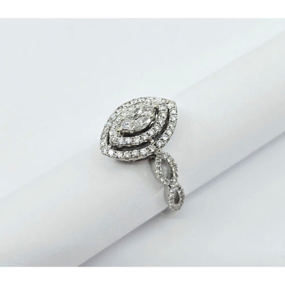 18K White Gold Diamond Engagement Marquise Shaped Ring