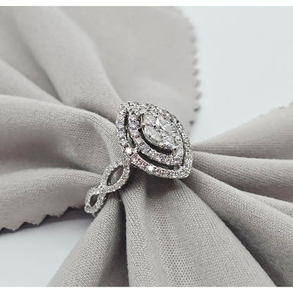 18K White Gold Diamond Engagement Marquise Shaped Ring