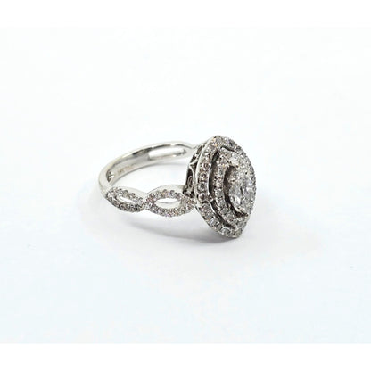 18K White Gold Diamond Engagement Marquise Shaped Ring