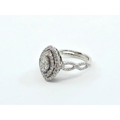 18K White Gold Diamond Engagement Marquise Shaped Ring