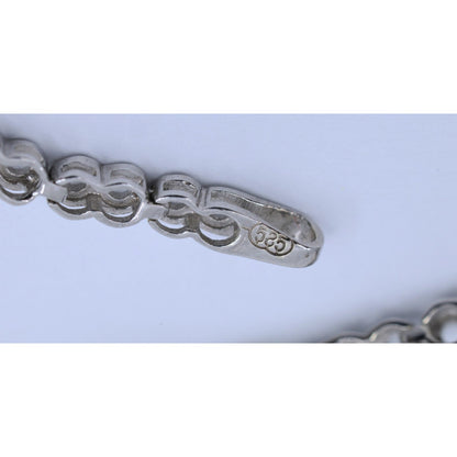 14K White Gold Round Flower Diamond Tennis Link Bracelet