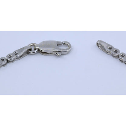 14K White Gold Round Flower Diamond Tennis Link Bracelet