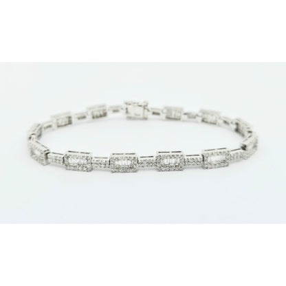 18K White Gold Diamond Tennis Link Bracelet