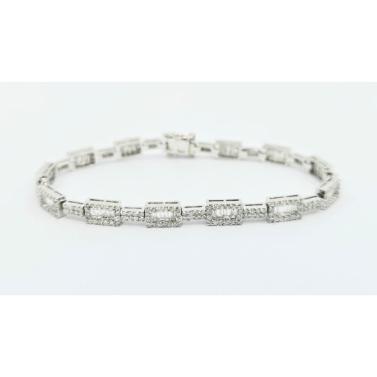 18K White Gold Diamond Tennis Link Bracelet