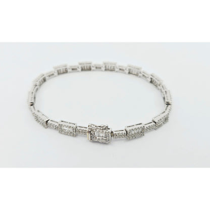18K White Gold Diamond Tennis Link Bracelet