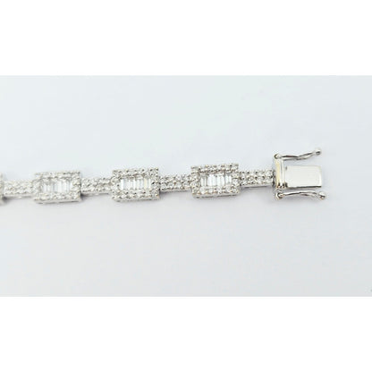 18K White Gold Diamond Tennis Link Bracelet