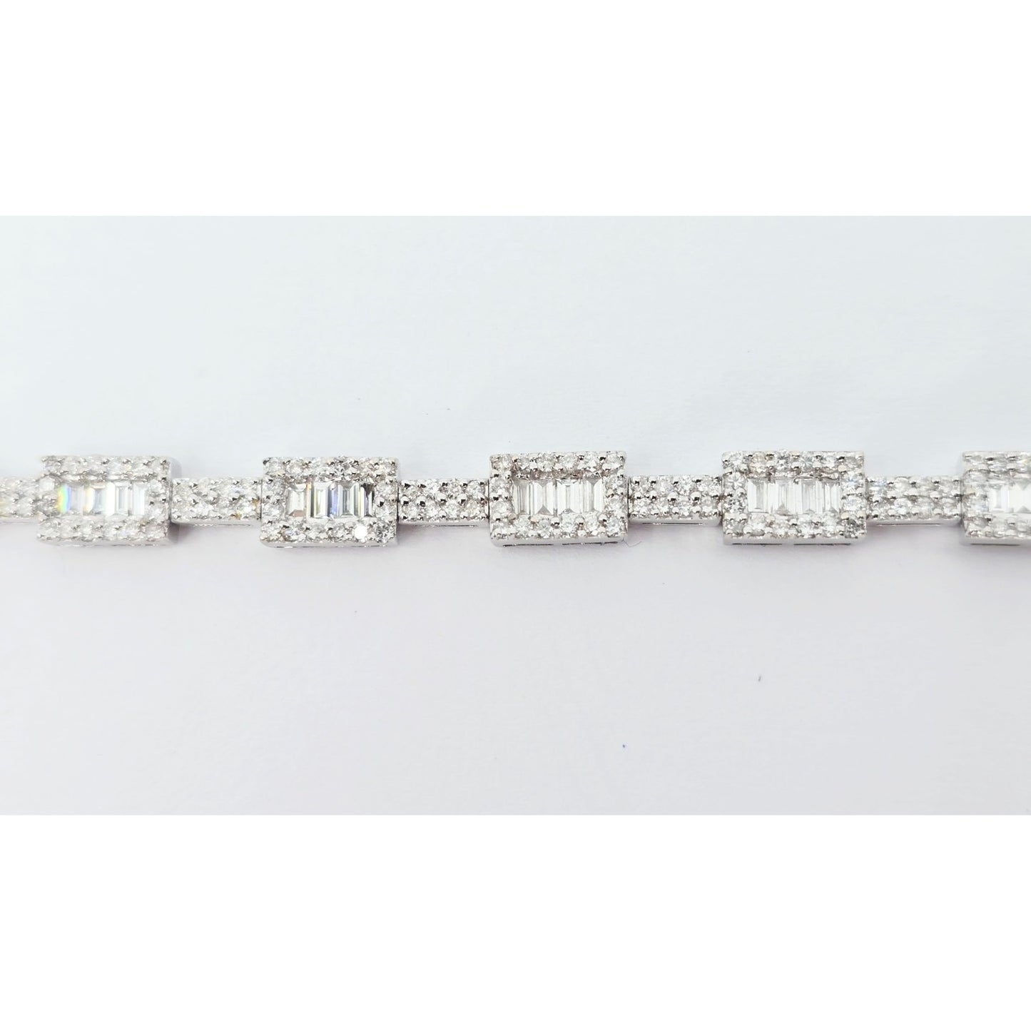 18K White Gold Diamond Tennis Link Bracelet