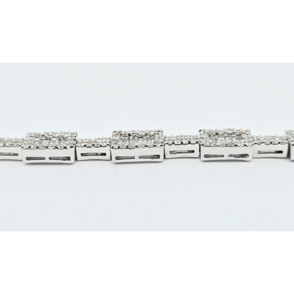 18K White Gold Diamond Tennis Link Bracelet