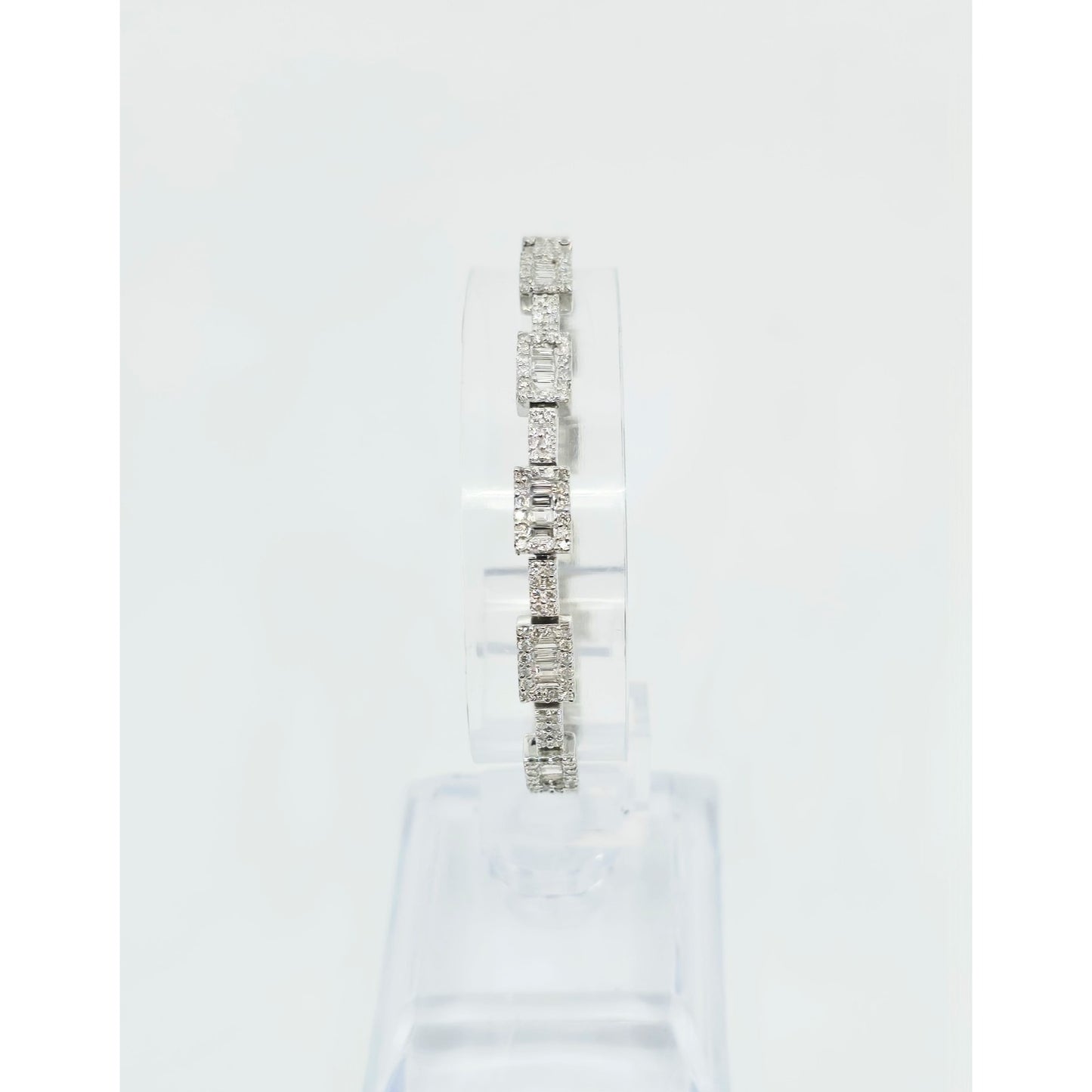18K White Gold Diamond Tennis Link Bracelet