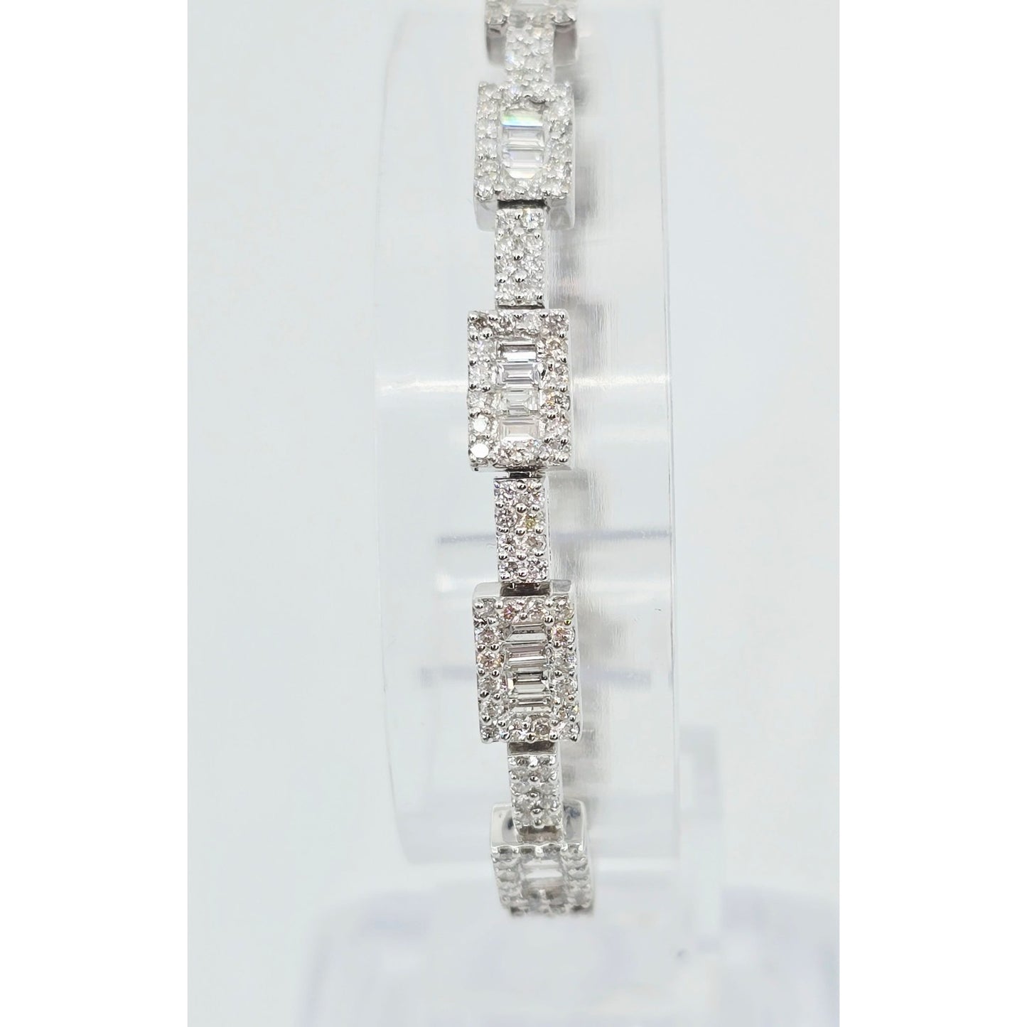 18K White Gold Diamond Tennis Link Bracelet