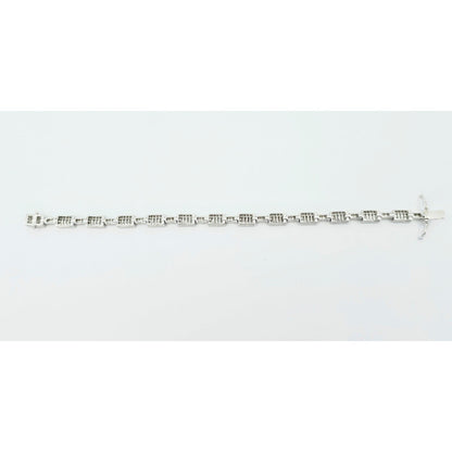 18K White Gold Diamond Tennis Link Bracelet