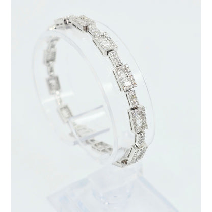 18K White Gold Diamond Tennis Link Bracelet