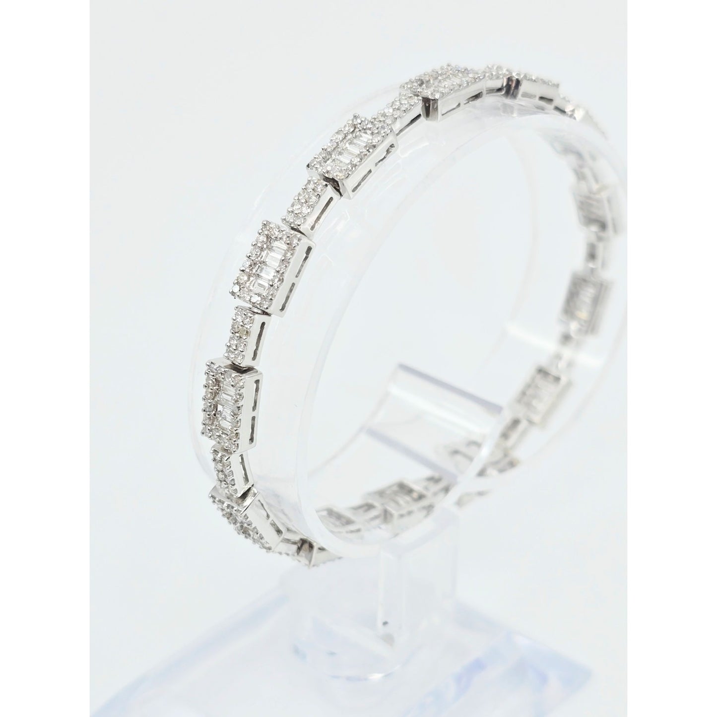 18K White Gold Diamond Tennis Link Bracelet