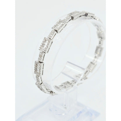 18K White Gold Diamond Tennis Link Bracelet