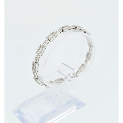 18K White Gold Diamond Tennis Link Bracelet