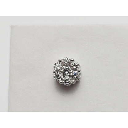 14K White Gold Round Cut Diamond Flower Stud Earrings