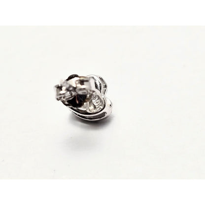 Single 10K White Gold Heart Shaped Round Cut Diamond Stud Earring