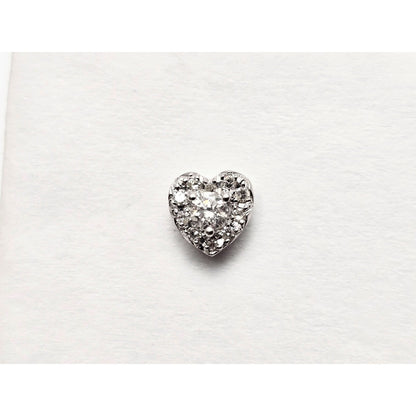 Single 10K White Gold Heart Shaped Round Cut Diamond Stud Earring