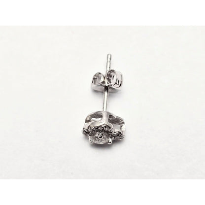Single 10K White Gold Heart Shaped Round Cut Diamond Stud Earring