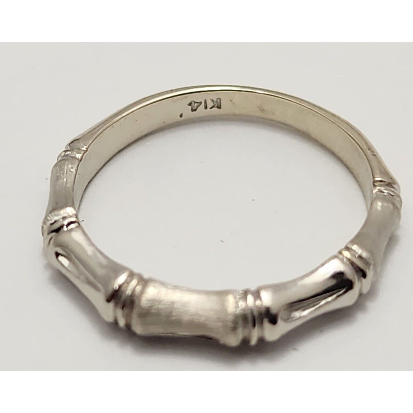 14K White Gold Bamboo Ring