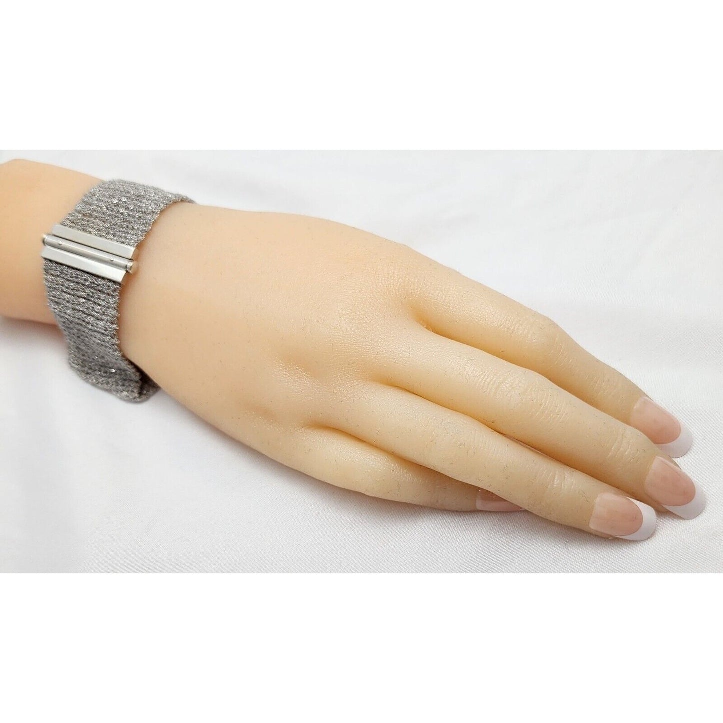 Nova 14K White Gold Diamond Cut Mesh Bracelet