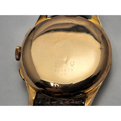 Vintage Monval 18K Rose Gold 37mm 17J Antimagnetic Chronograph Swiss Watch