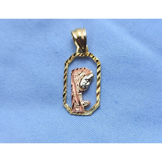 14K Tri Tone Gold Religious Saint Mary Praying Charm Pendant