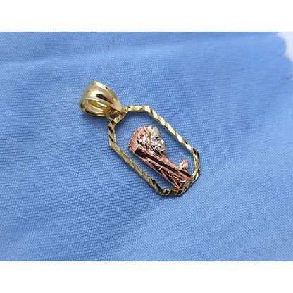 14K Tri Tone Gold Religious Saint Mary Praying Charm Pendant