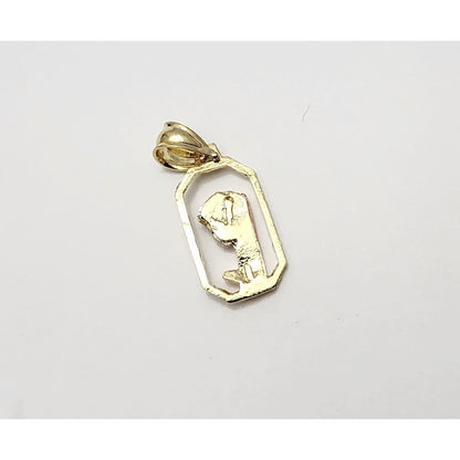 14K Tri Tone Gold Religious Saint Mary Praying Charm Pendant