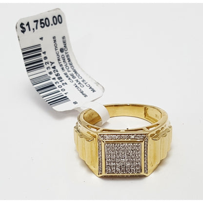 10K Yellow Gold Diamond Men's Ring