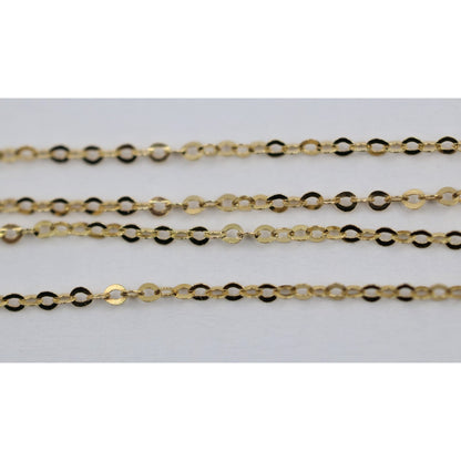 14K Yellow Gold Cursive Love Heart Charm Pendant Cable Link Chain Necklace