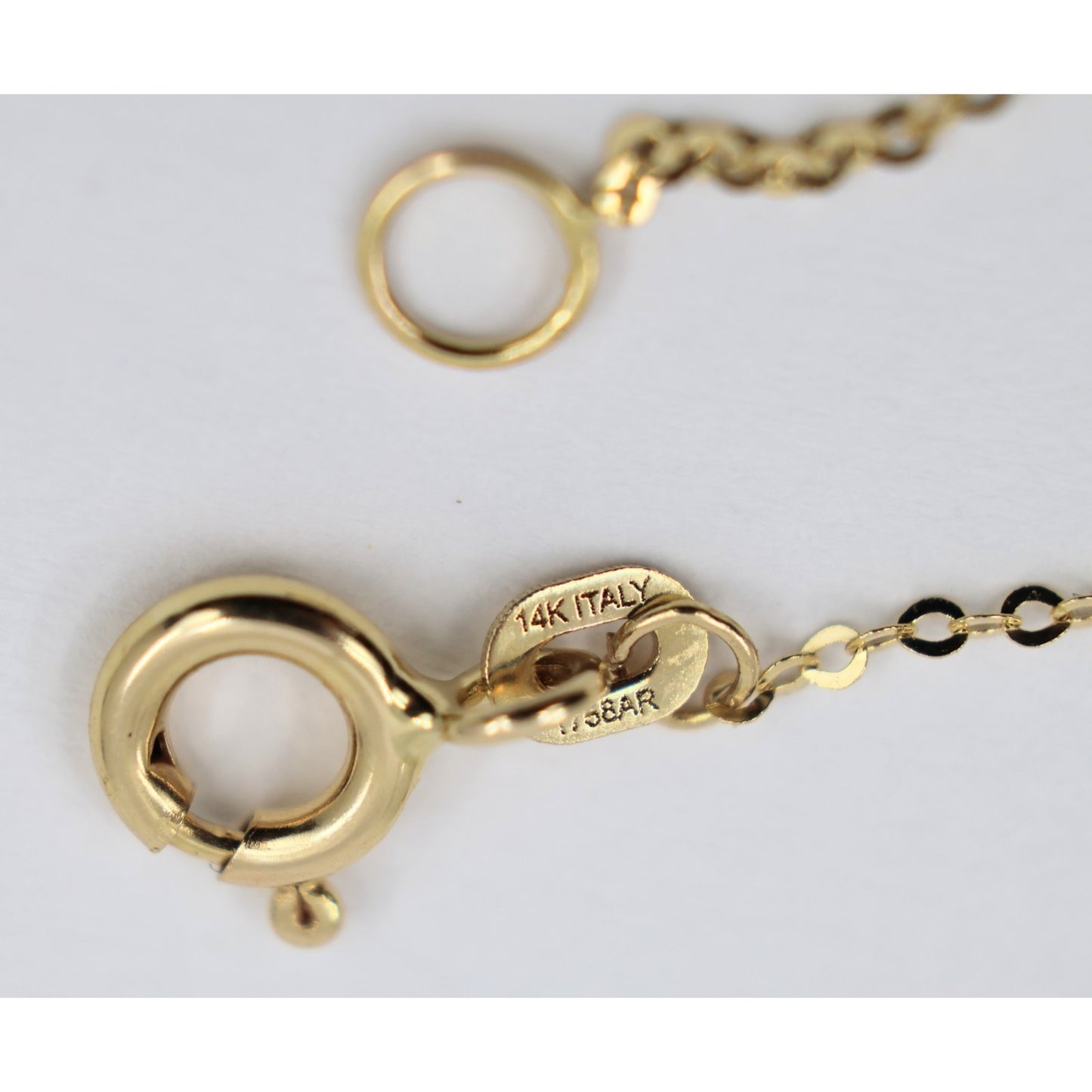 14K Yellow Gold Cursive Love Heart Charm Pendant Cable Link Chain Necklace