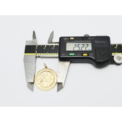 10K Yellow Gold Round Saint Christopher Charm Pendant