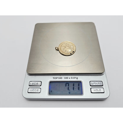 10K Yellow Gold Round Saint Christopher Charm Pendant