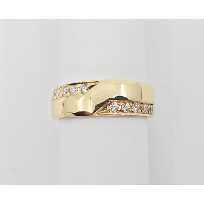 14K Yellow Gold Round CZ Wedding Band Ring