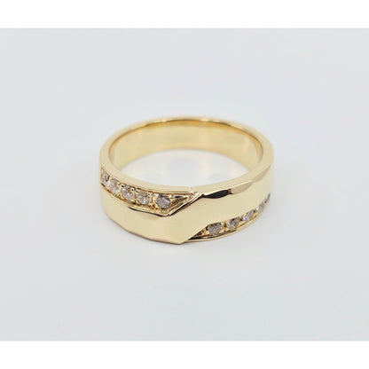 14K Yellow Gold Round CZ Wedding Band Ring