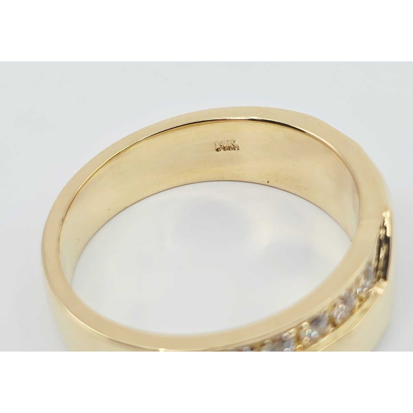 14K Yellow Gold Round CZ Wedding Band Ring
