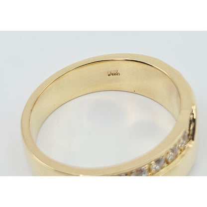 14K Yellow Gold Round CZ Wedding Band Ring