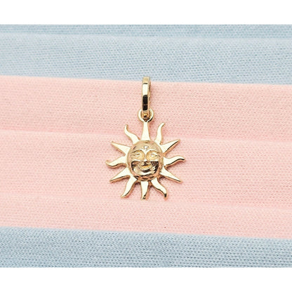 Tiny 14K Yellow Gold St Lucia Smiling Sun Charm Pendant