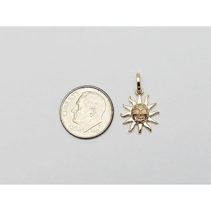 Tiny 14K Yellow Gold St Lucia Smiling Sun Charm Pendant