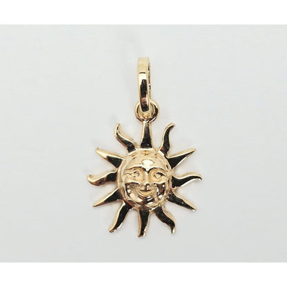 Tiny 14K Yellow Gold St Lucia Smiling Sun Charm Pendant
