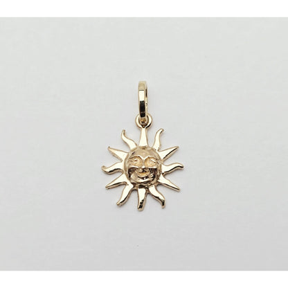 Tiny 14K Yellow Gold St Lucia Smiling Sun Charm Pendant